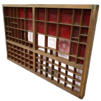 Brocante, Bruine Antieke Houten Letterbak, Wanddecoratie C thumbnail 1