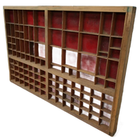Brocante, Bruine Antieke Houten Letterbak, Wanddecoratie C