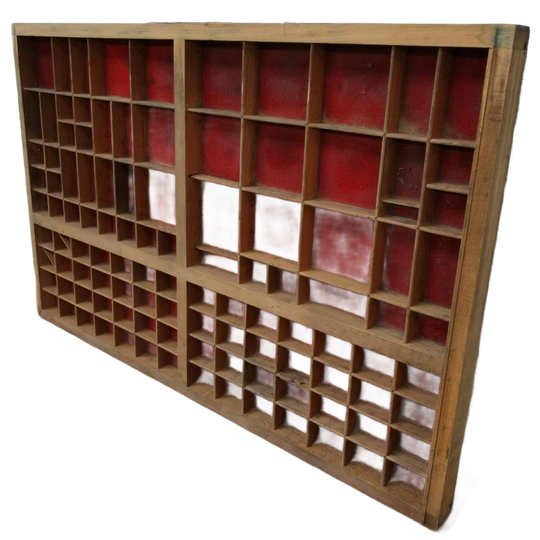 Brocante, Bruine Antieke Houten Letterbak, Wanddecoratie C 1