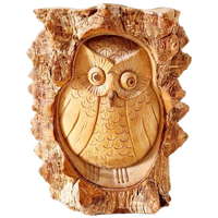 Vintage Houtsnijwerk Uil Beeld Houten Uil Beeldje