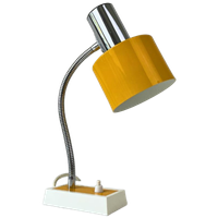 Vintage Bureaulamp - Knalgeel, Chroom - Gooseneck Space Age