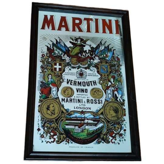 Vintage Martini & Rossi Advertising Mirror – 1970s Italian Bar Decor | Retro Wall Art | Collectible Mirror 1