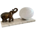 Art Deco Lamp Bronse Olifant Op Marmer thumbnail 1