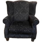 Oorfauteuil Barok Zwarte Stof thumbnail 1