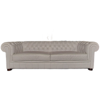 Natazia 3-Zits Classic Chesterfield Bank – Wit, Leer