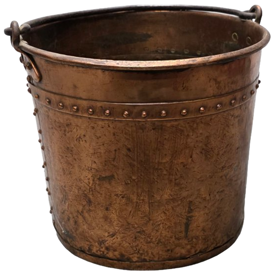 Antiek Genagelde Koperen Melkemmer, 18/19e Eeuw 1