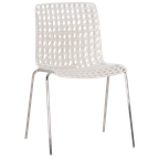 Harechair Moire Kantinestoel, Wit, 4-Poot Onderstel thumbnail 1