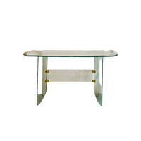 Gave Vintage Glazen Sidetable Met Facet Geslepen Randen - Leon Rosen Stijl