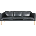 Danish Design Black Leather Sofa From Mogens Hansen thumbnail 1