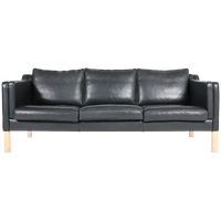 Danish Design Black Leather Sofa From Mogens Hansen