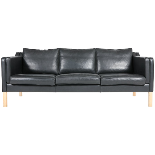 Danish Design Black Leather Sofa From Mogens Hansen 1