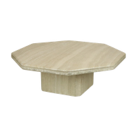 Vintage Achthoekige Travertin Salontafel Jaren 70 Design Italiaans