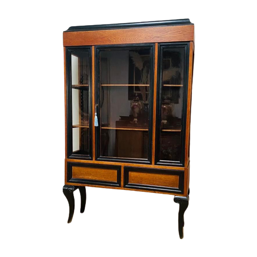 Antiek Vintage Art Deco Vitrine Kast