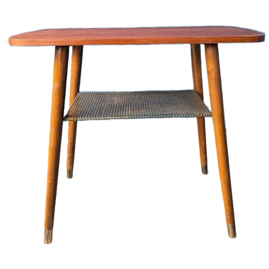 Vintage Teak En Messing Sidetable, Jaren 60 1