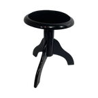 Vintage - Wooden Piano Stool / Chair - Mounted On A Swiveling Base - Glossy Black And Upholstered thumbnail 1