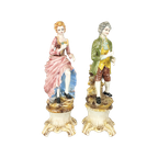 Duo Italiaanse Porseleinen Beelden 73Cm thumbnail 1