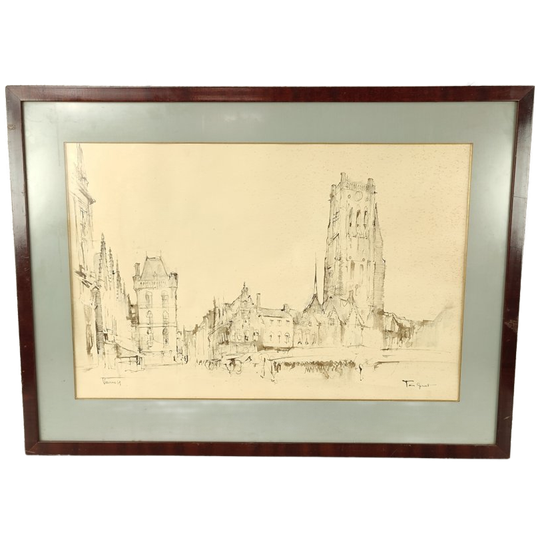 José Van Gucht - Aquarel - Veurne Markt 1