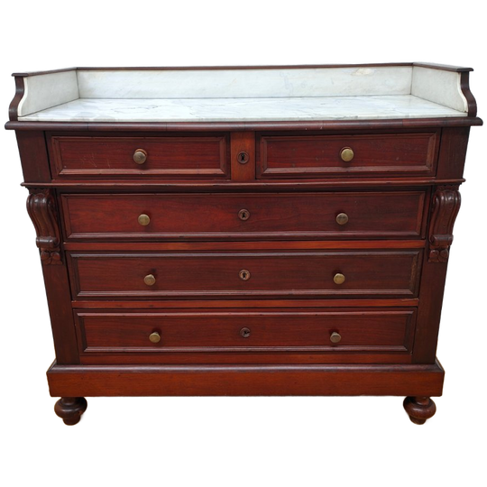Vintage Antiek Commode Dressoir Ladekast Badkamermeubel Met Marmer Blad 301 1