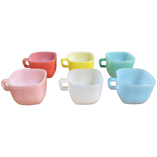 Set Of 6 Colorful Glases / Cups By Opale 1960s 1