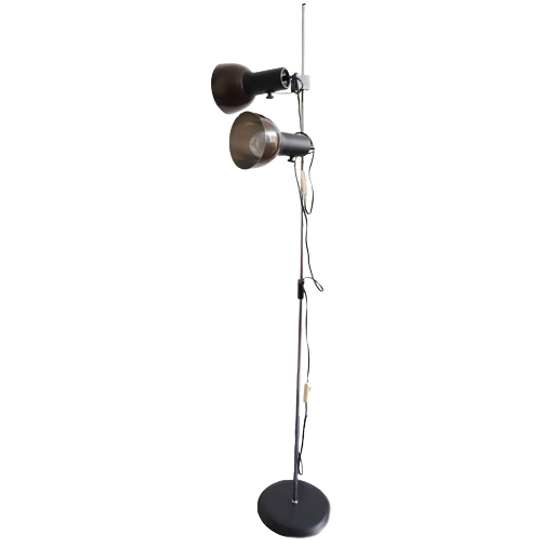 Vintage Vloerlamp 2 Spots Bruin/zwart, Jaren' 60/'70 1