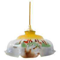 Artdeco Hanglamp Wit Opaline Landschap 1930’s
