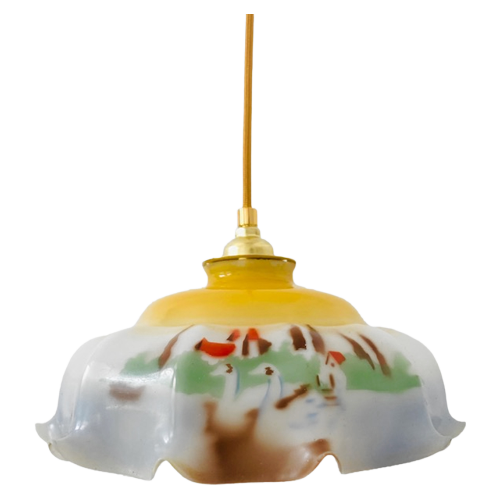 Artdeco Hanglamp Wit Opaline Landschap 1930’S