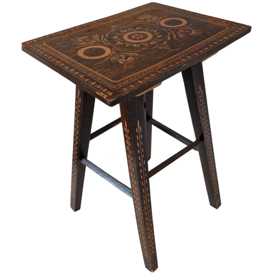 Vintage Krukje Houtsnijwerk Piëdestal Plantentafel 1