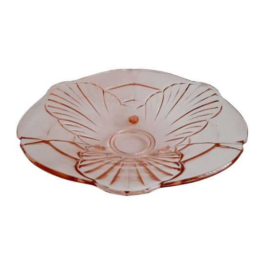 Vintage Floral Roze / Rose Glazen Schaal 1