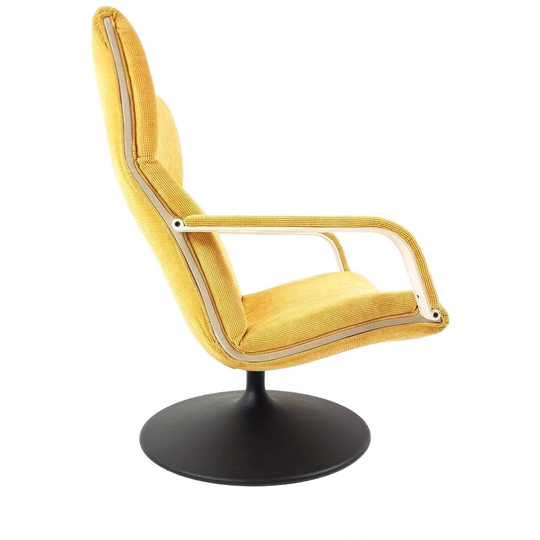 Vintage Artifort Fauteuil Gele Rib Nieuw Gestoffeerd F142 1