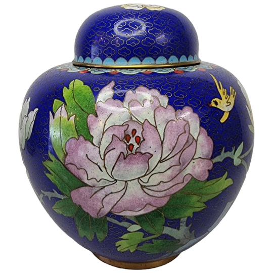 Vintage Blauwe Cloisonné Gemberpot 1