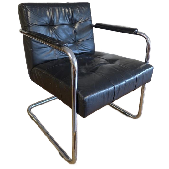 Mooie Vintage Zwarte Buizen Stoel Fauteuil 1