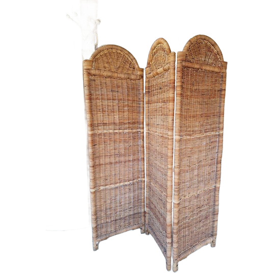 Vintage Rotan Kamerscherm, Roomdivider, Scherm Met 3 Luiken 1