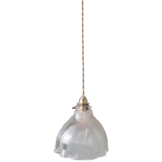 Holophane Hanglamp, Art Deco, Gegoten Glas Met Een Geribbelde Structuur 1
