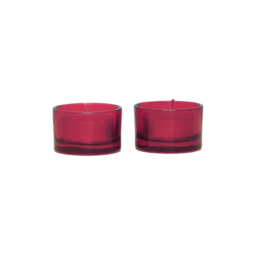 Set Rode Glazen Waxinelichthouders X2