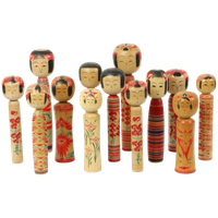 Lot Van 13 Traditionele Vintage Kokeshi Japan Tweede Helft 20E Eeuw