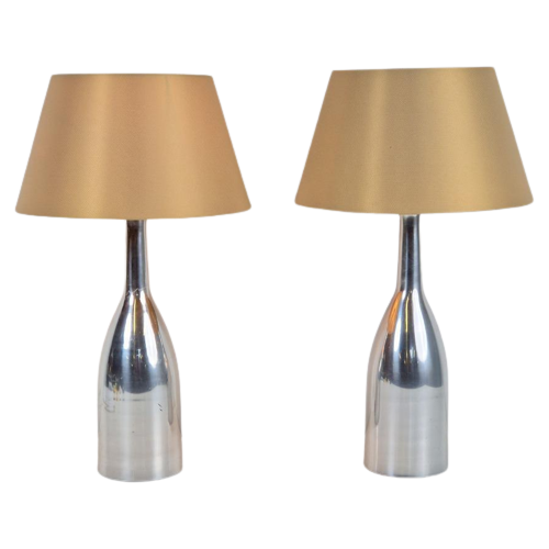 Set 2 Vintage Ikea Tafellamp Design Fleslamp Zilver Lamp '70