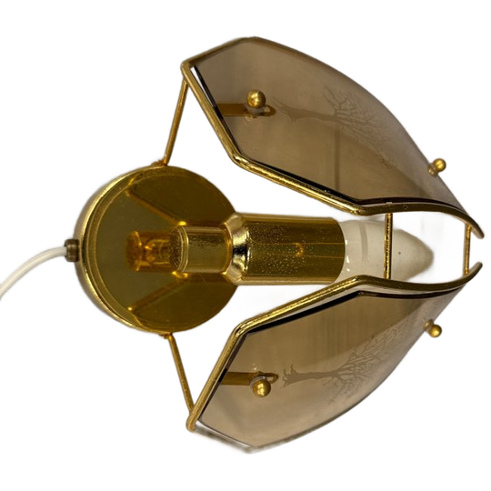 Wandlamp Goud Met Boom Gravure 1