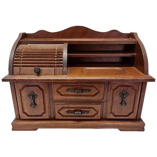 Retro Houten Miniatuur Juwelen Bureautje , Jaren 80/90 1