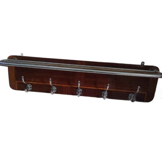 Vintage Wandkapstok Hout Metaal Jaren 60 1