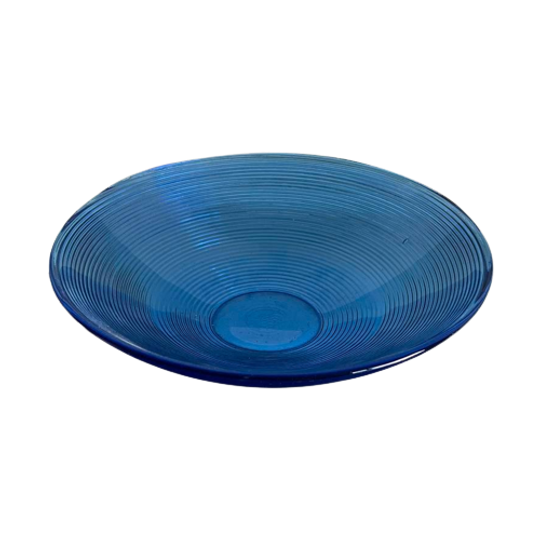 Vintage Schaaltje Blauw Geribbeld 1