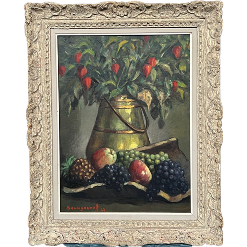 Sungurov A.I. Russische Kunstenaar. "Stilleven Met Appels En Druiven."