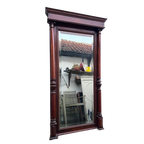 Prachtige Grote Antiek Mahonie Spiegel Met Massieve Pilaren En Geslepen Glas thumbnail 1