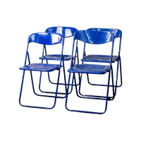 4X Vintage Kobalt Blauwe Klapstoelen