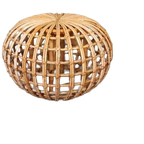 Vintage Riet Rotan Poef Ottoman Voetstoel, Rond thumbnail 1