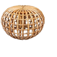 Vintage Riet Rotan Poef Ottoman Voetstoel, Rond