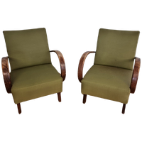 Set Of 2 Green Lounge Chairs By Jindrich Halabala, Model H-237