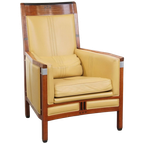 Prachtige Art Deco Schuitema Design Fauteuil In Geel Leer Met Een Hoge Rug Uit De Decoforma Serie thumbnail 1