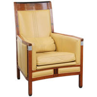 Prachtige Art Deco Schuitema Design Fauteuil In Geel Leer Met Een Hoge Rug Uit De Decoforma Serie