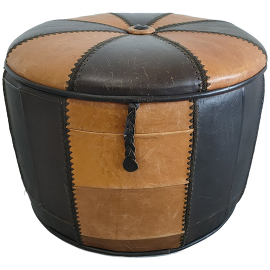 Vintage Brocante Poef Met Opbergruimte/opbergklep. 1