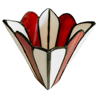 Vintage Glas In Lood Vaas Bloem Rood Wit